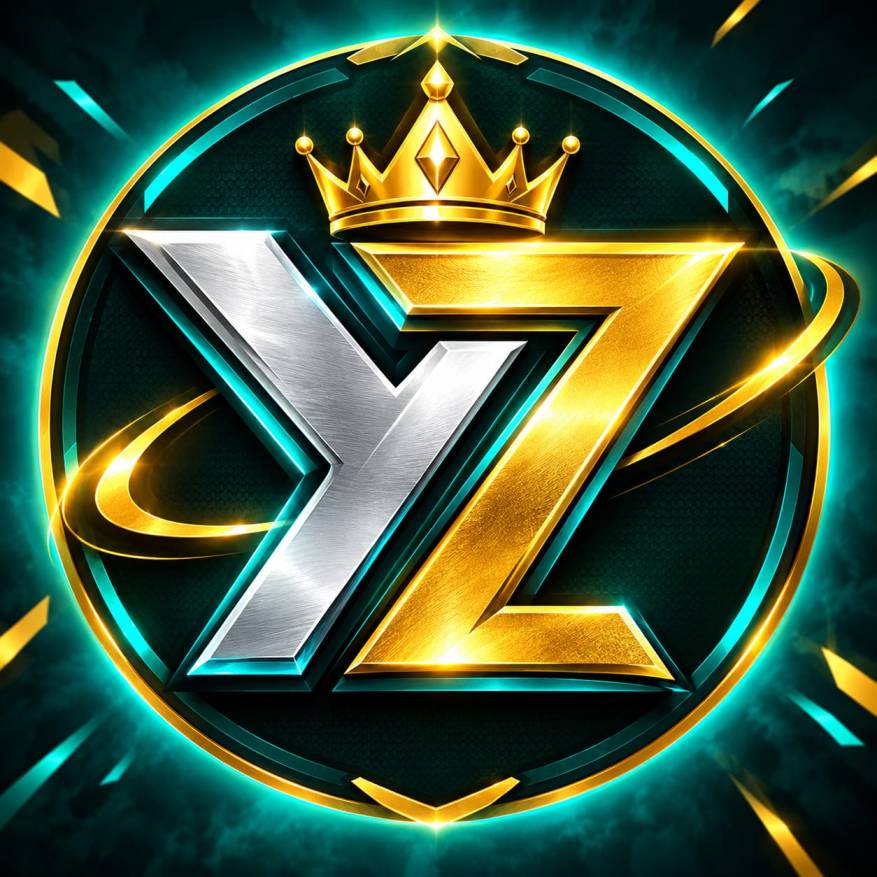 XZ7 Game Golden 7 Logo with Crown and Premium Gaming Design